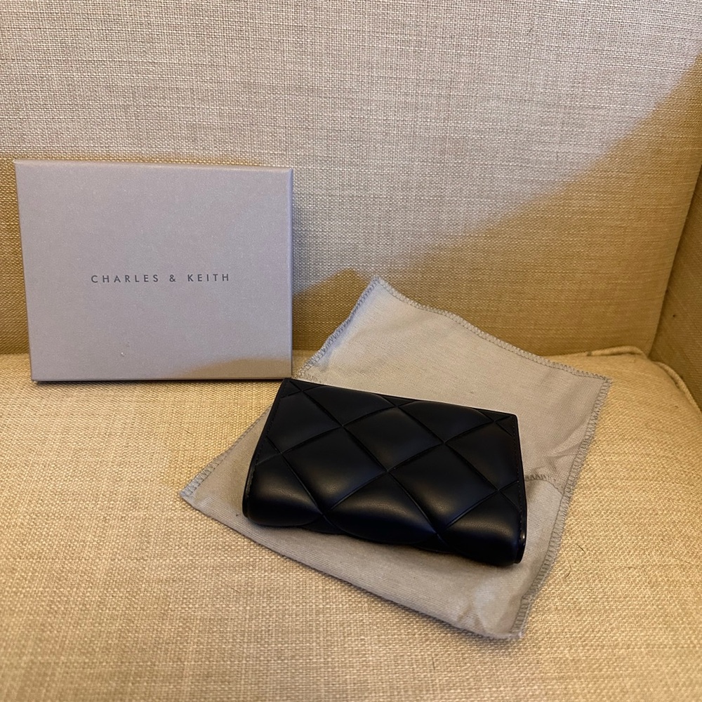 Charles & Keith Blue Quilted Wallet